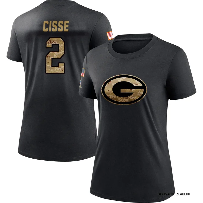 Women's Brandon Cisse Green Bay Packers Black 2020 Salute To Service Performance T-Shirt