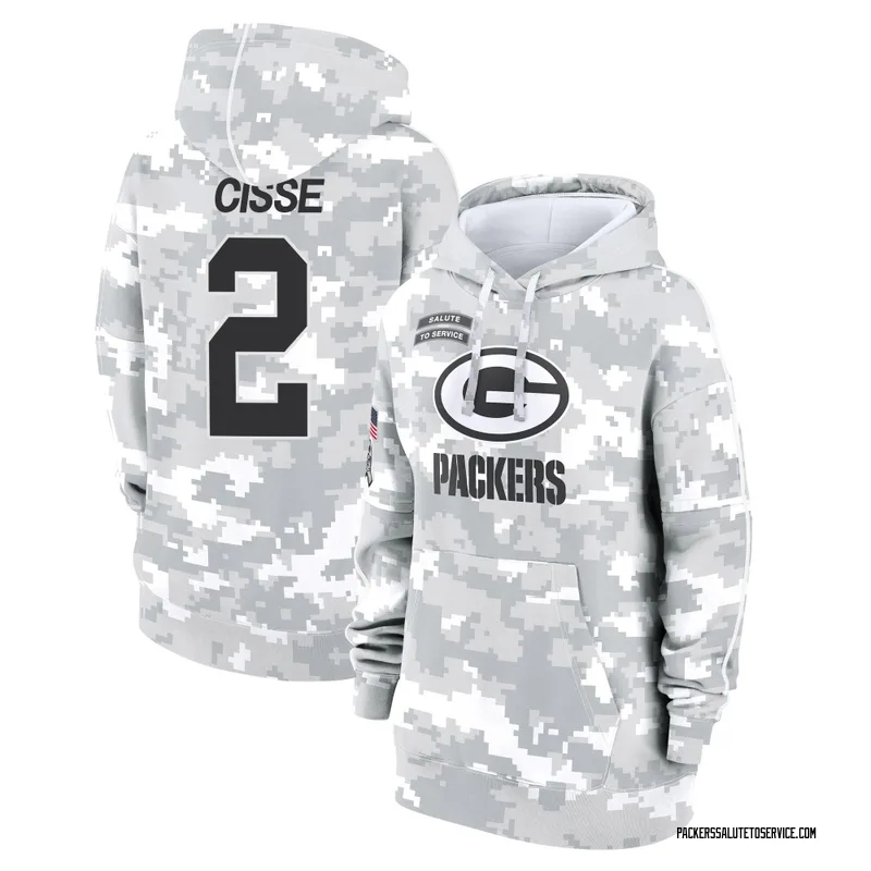 Women's Brandon Cisse Green Bay Packers Camo Arctic 2024 Salute to Service Club Fleece Pullover Hoodie