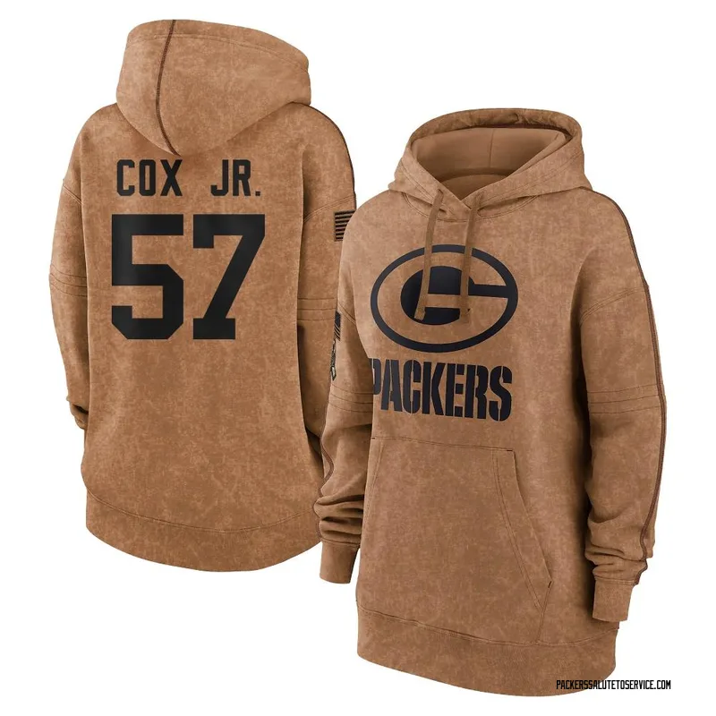 Women's Brenton Cox Jr. Green Bay Packers Brown 2023 Salute To Service Pullover Hoodie