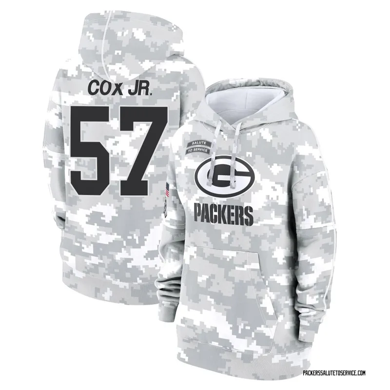 Women's Brenton Cox Jr. Green Bay Packers Camo Arctic 2024 Salute to Service Club Fleece Pullover Hoodie