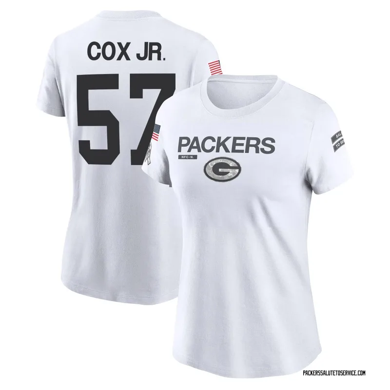 Women's Brenton Cox Jr. Green Bay Packers Legend White 2024 Salute to Service Performance T-Shirt