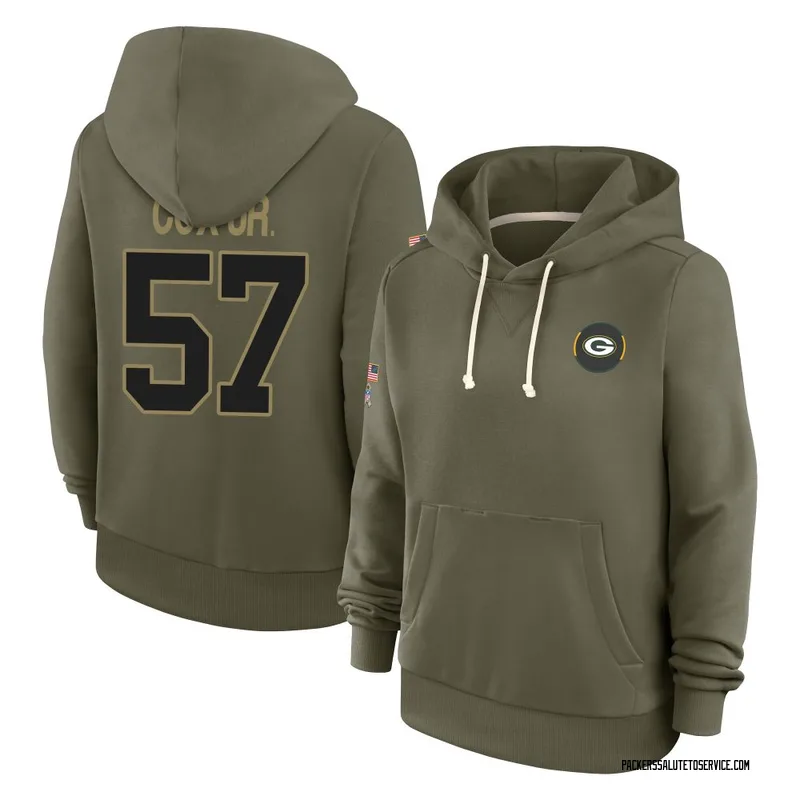Women's Brenton Cox Jr. Green Bay Packers Olive 2025 Salute to Service Hoodie