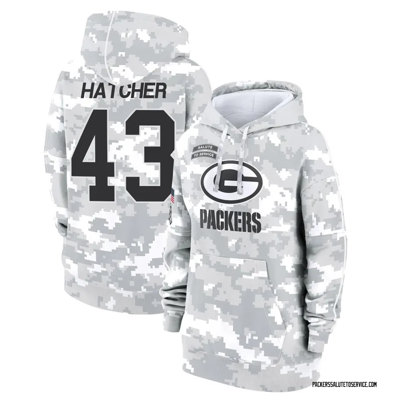 Women's Broughton Hatcher Green Bay Packers Camo Arctic 2024 Salute to Service Club Fleece Pullover Hoodie