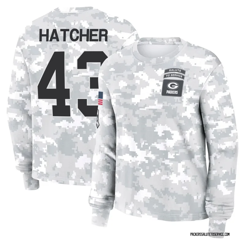 Women's Broughton Hatcher Green Bay Packers Camo Arctic 2024 Salute to Service Long Sleeve T-Shirt