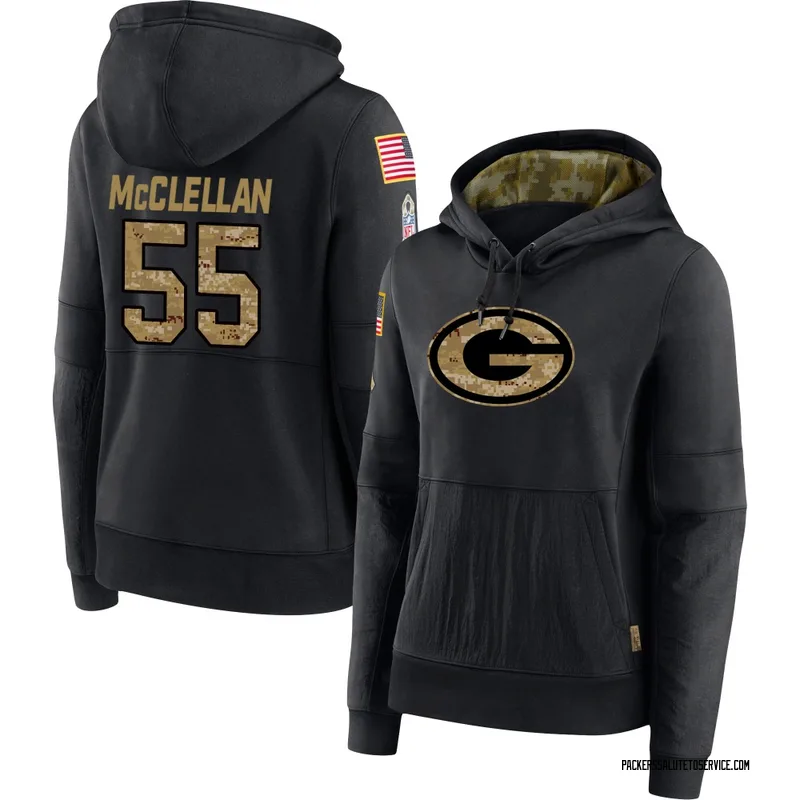 Women's Chris McClellan Green Bay Packers Black 2020 Salute to Service Sideline Performance Pullover Hoodie