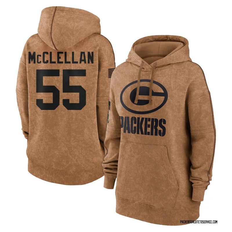 Women's Chris McClellan Green Bay Packers Brown 2023 Salute To Service Pullover Hoodie