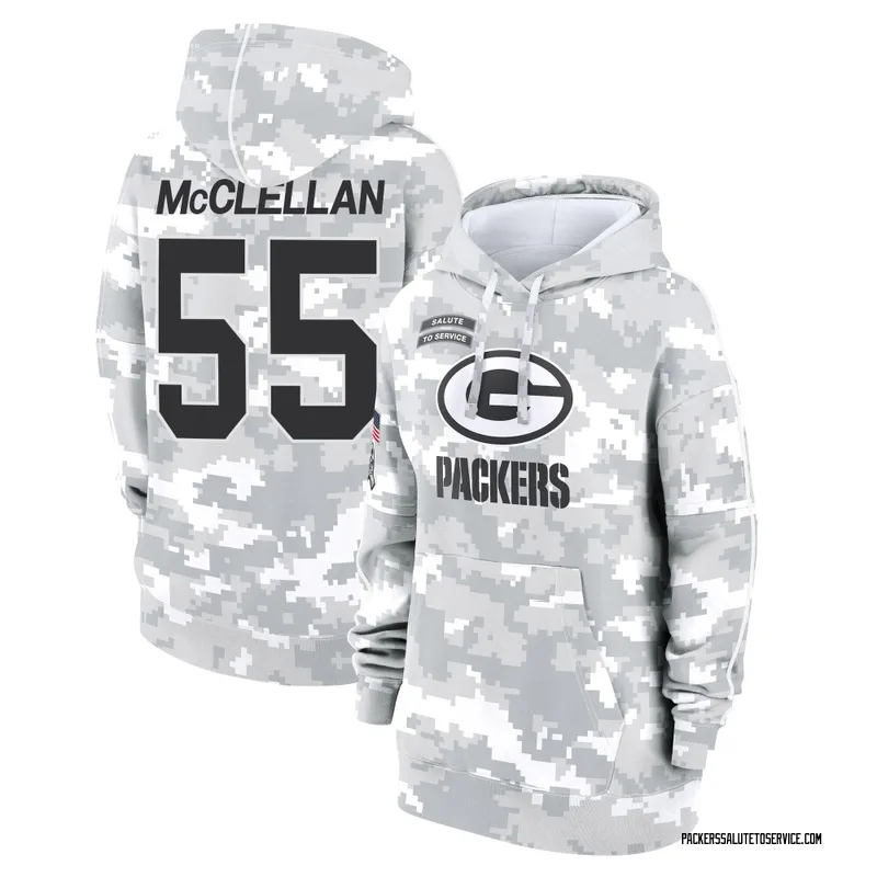 Women's Chris McClellan Green Bay Packers Camo Arctic 2024 Salute to Service Club Fleece Pullover Hoodie