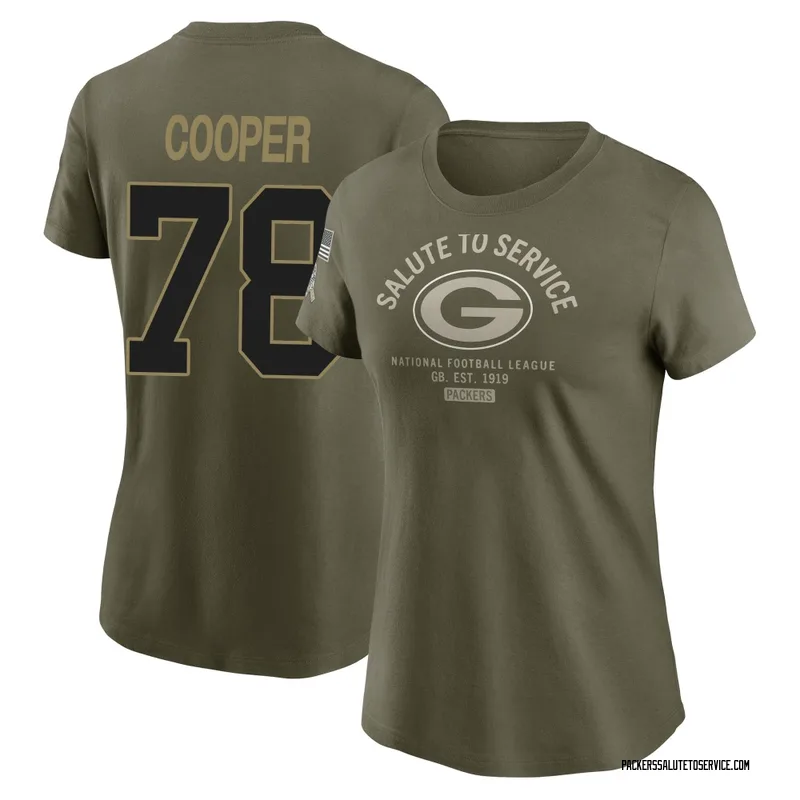 Women's Dalton Cooper Green Bay Packers Olive 2025 Salute to Service Sideline T-Shirt