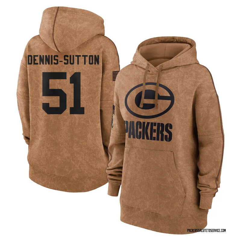 Women's Dani Dennis-Sutton Green Bay Packers Brown 2023 Salute To Service Pullover Hoodie
