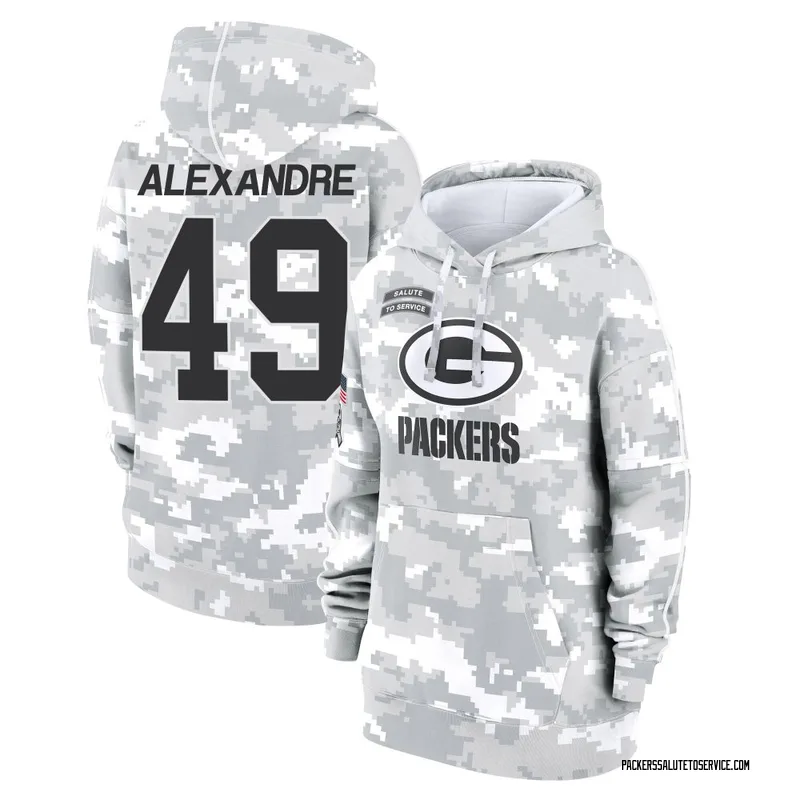 Women's Deslin Alexandre Green Bay Packers Camo Arctic 2024 Salute to Service Club Fleece Pullover Hoodie