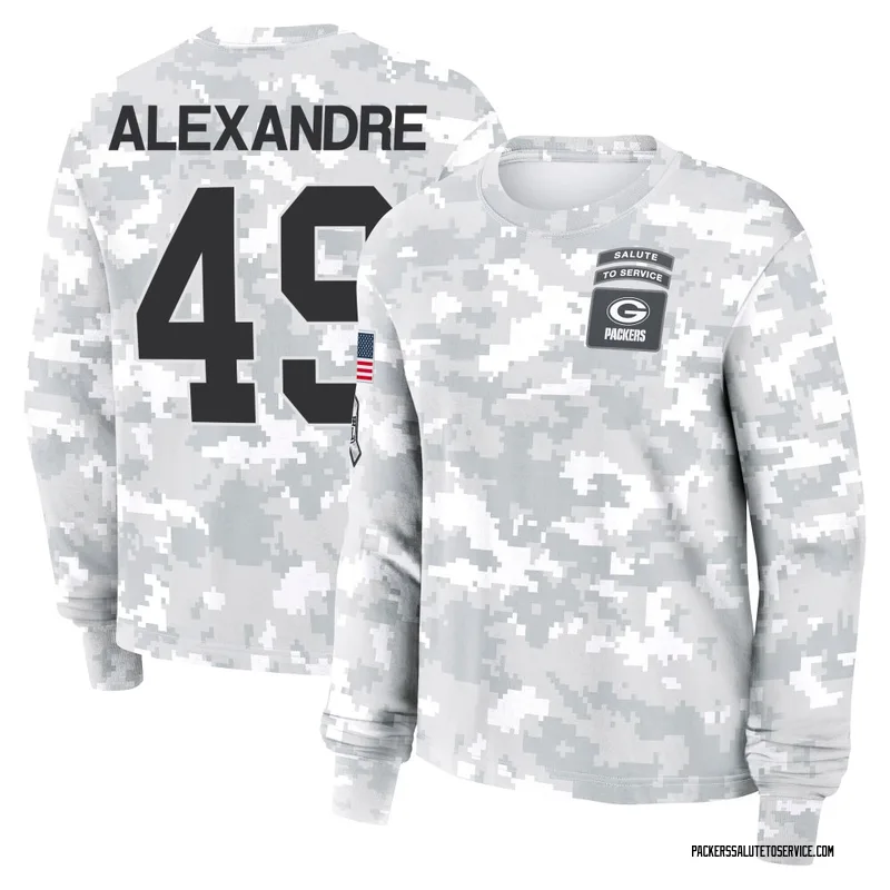 Women's Deslin Alexandre Green Bay Packers Camo Arctic 2024 Salute to Service Long Sleeve T-Shirt