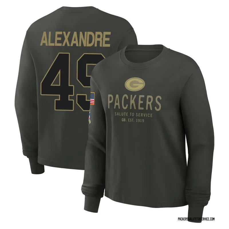 Women's Deslin Alexandre Green Bay Packers Green Dark/ 2025 Salute to Service Sideline Long Sleeve T-Shirt