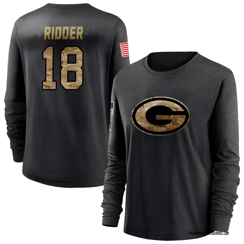 Women's Desmond Ridder Green Bay Packers Black 2020 Salute To Service Sideline Performance Long Sleeve T-Shirt