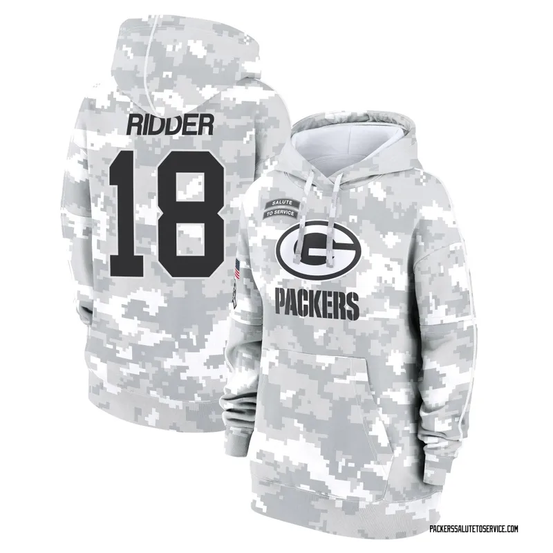 Women's Desmond Ridder Green Bay Packers Camo Arctic 2024 Salute to Service Club Fleece Pullover Hoodie