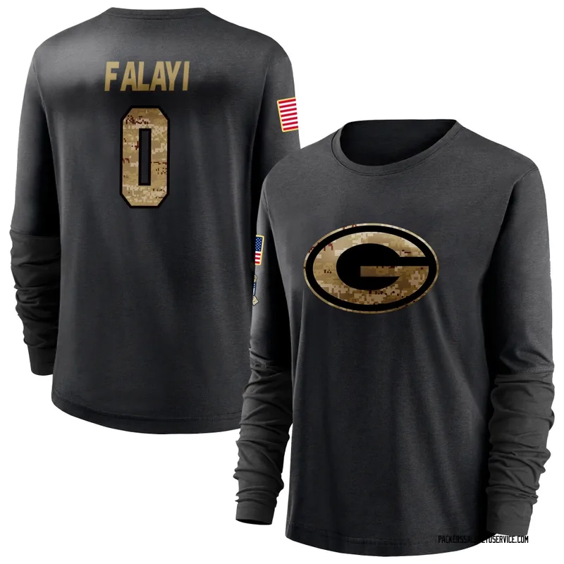 Women's Eni Falayi Green Bay Packers Black 2020 Salute To Service Sideline Performance Long Sleeve T-Shirt