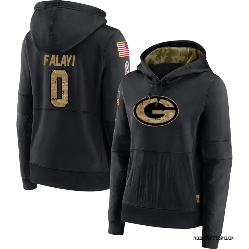 Women's Eni Falayi Green Bay Packers Black 2020 Salute to Service Sideline Performance Pullover Hoodie