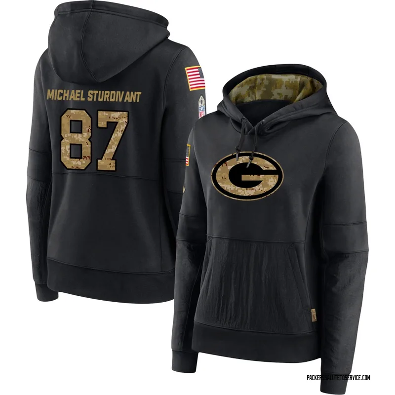 Women's J. Michael Sturdivant Green Bay Packers Black 2020 Salute to Service Sideline Performance Pullover Hoodie