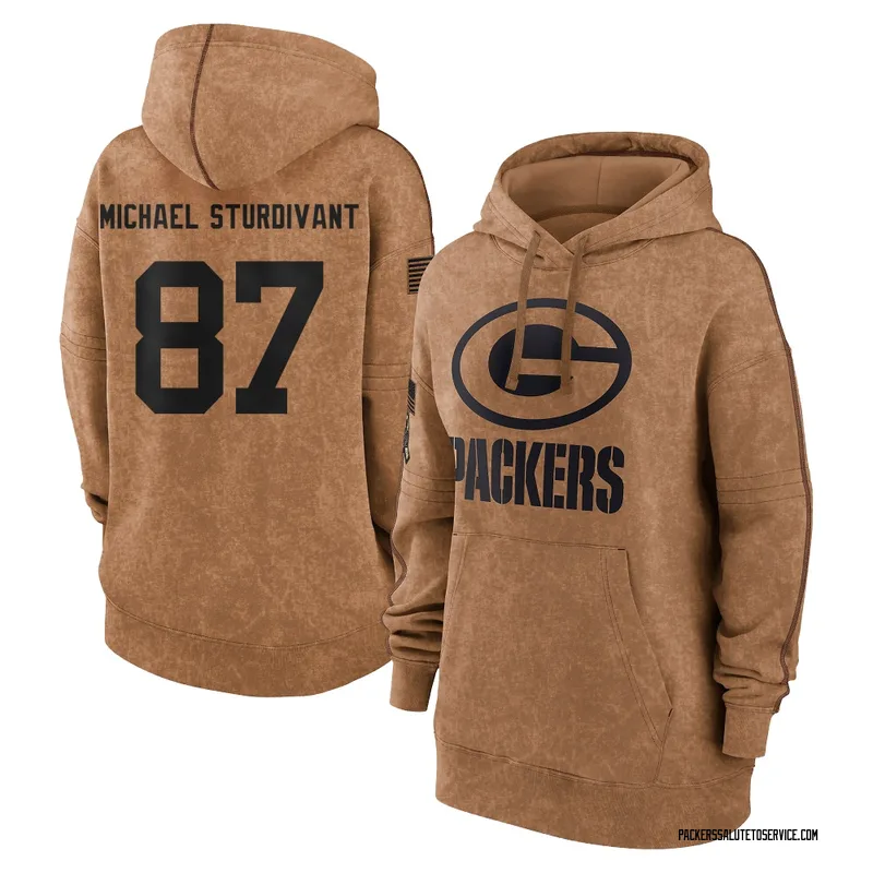 Women's J. Michael Sturdivant Green Bay Packers Brown 2023 Salute To Service Pullover Hoodie