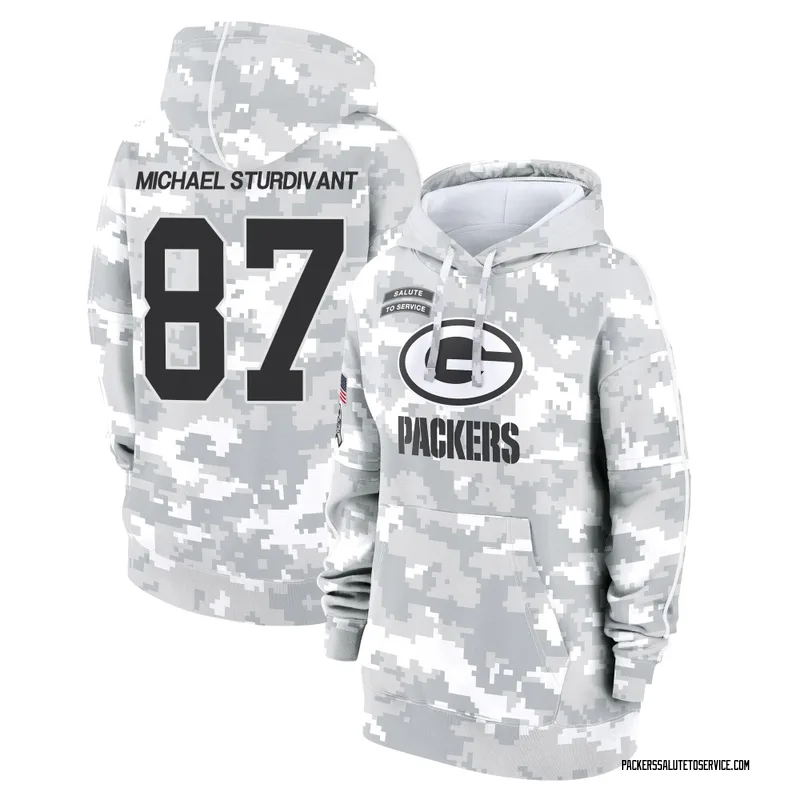 Women's J. Michael Sturdivant Green Bay Packers Camo Arctic 2024 Salute to Service Club Fleece Pullover Hoodie