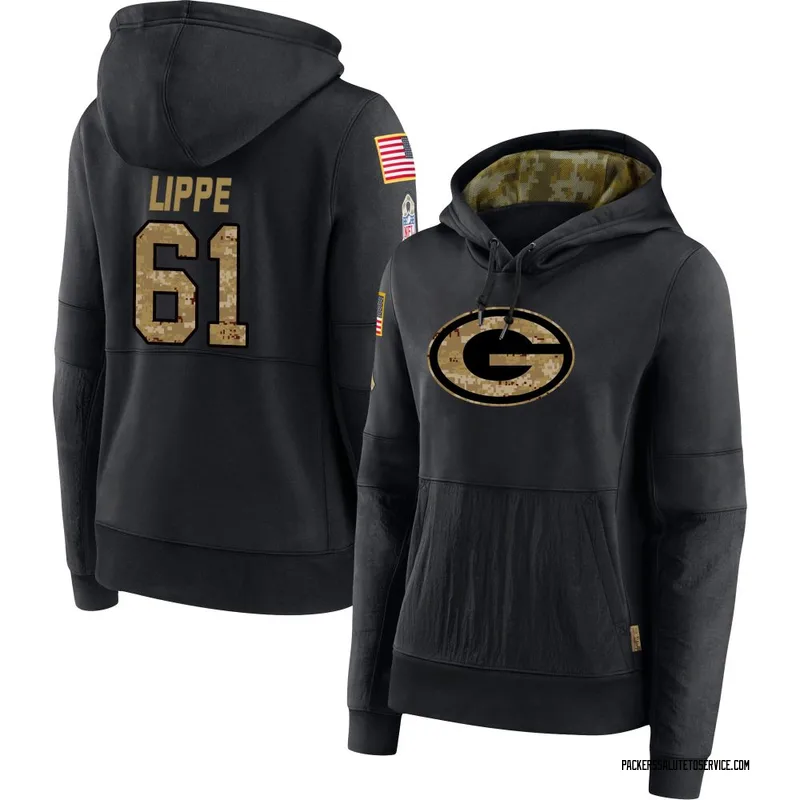 Women's J.J. Lippe Green Bay Packers Black 2020 Salute to Service Sideline Performance Pullover Hoodie