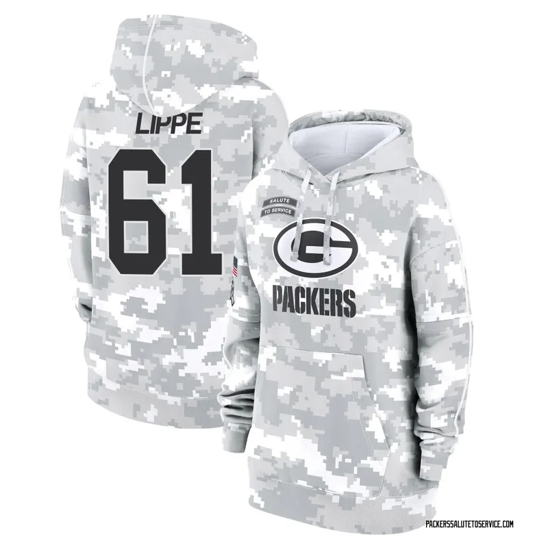 Women's J.J. Lippe Green Bay Packers Camo Arctic 2024 Salute to Service Club Fleece Pullover Hoodie