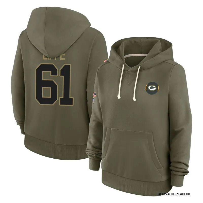 Women's J.J. Lippe Green Bay Packers Olive 2025 Salute to Service Hoodie