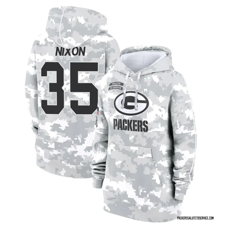 Women's Jaden Nixon Green Bay Packers Camo Arctic 2024 Salute to Service Club Fleece Pullover Hoodie