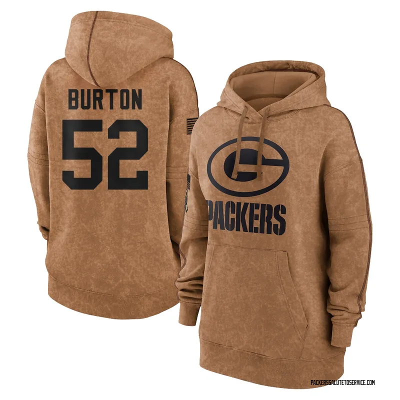 Women's Jager Burton Green Bay Packers Brown 2023 Salute To Service Pullover Hoodie