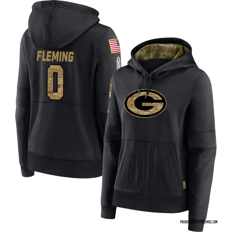 Women's Julian Fleming Green Bay Packers Black 2020 Salute to Service Sideline Performance Pullover Hoodie