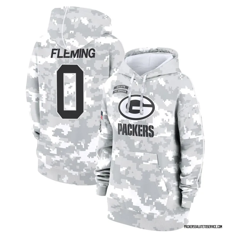 Women's Julian Fleming Green Bay Packers Camo Arctic 2024 Salute to Service Club Fleece Pullover Hoodie
