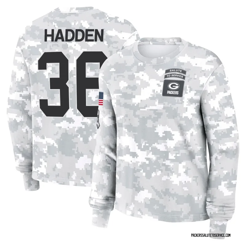 Women's Kamal Hadden Green Bay Packers Camo Arctic 2024 Salute to Service Long Sleeve T-Shirt