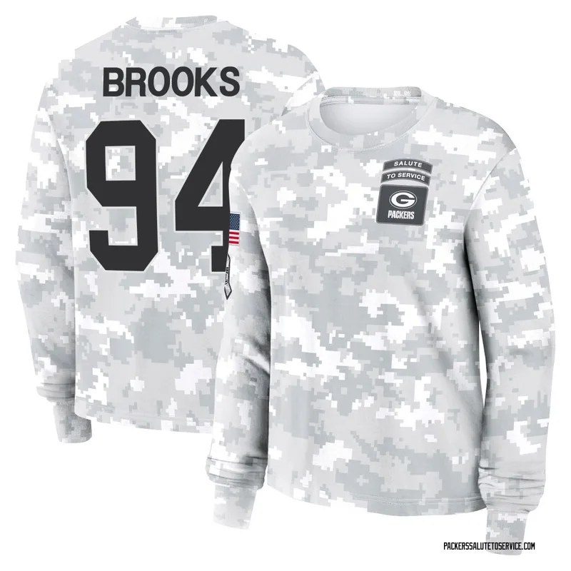 Women's Karl Brooks Green Bay Packers Camo Arctic 2024 Salute to Service Long Sleeve T-Shirt
