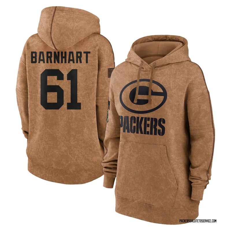 Women's Karsen Barnhart Green Bay Packers Brown 2023 Salute To Service Pullover Hoodie