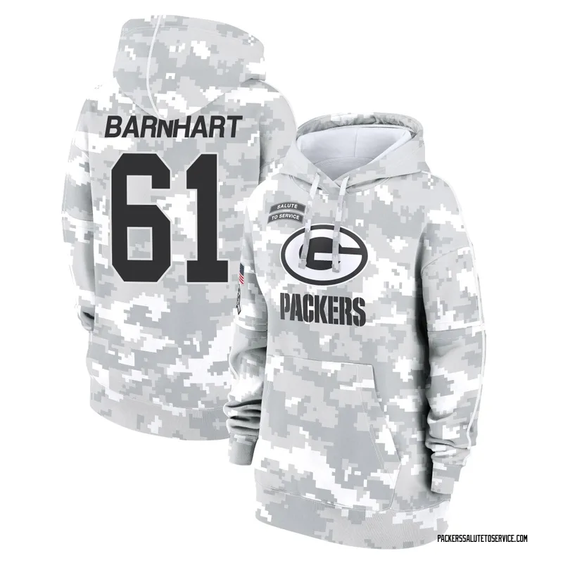 Women's Karsen Barnhart Green Bay Packers Camo Arctic 2024 Salute to Service Club Fleece Pullover Hoodie