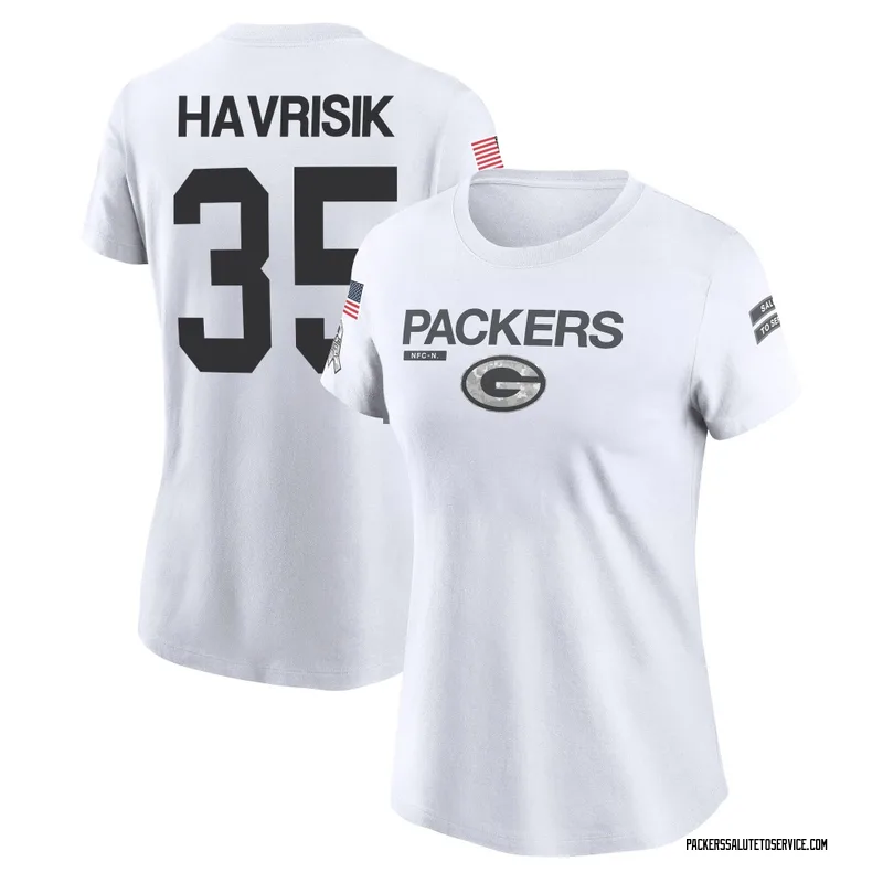 Women's Lucas Havrisik Green Bay Packers Legend White 2024 Salute to Service Performance T-Shirt