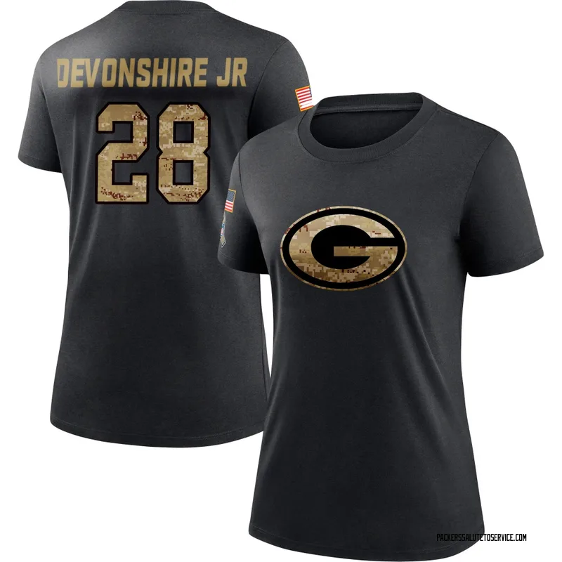Women's MJ Devonshire Jr. Green Bay Packers Black 2020 Salute To Service Performance T-Shirt