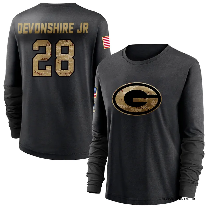Women's MJ Devonshire Jr. Green Bay Packers Black 2020 Salute To Service Sideline Performance Long Sleeve T-Shirt