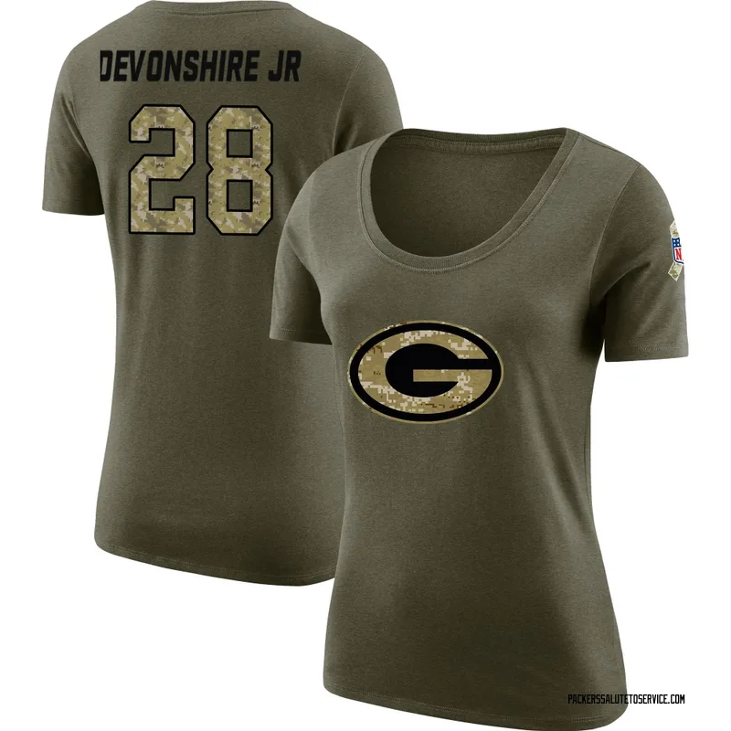 Women's MJ Devonshire Jr. Green Bay Packers Legend Olive Salute to Service Scoop Neck T-Shirt