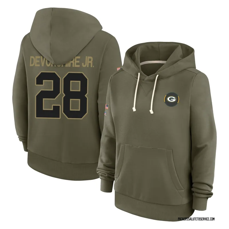 Women's MJ Devonshire Jr. Green Bay Packers Olive 2025 Salute to Service Hoodie