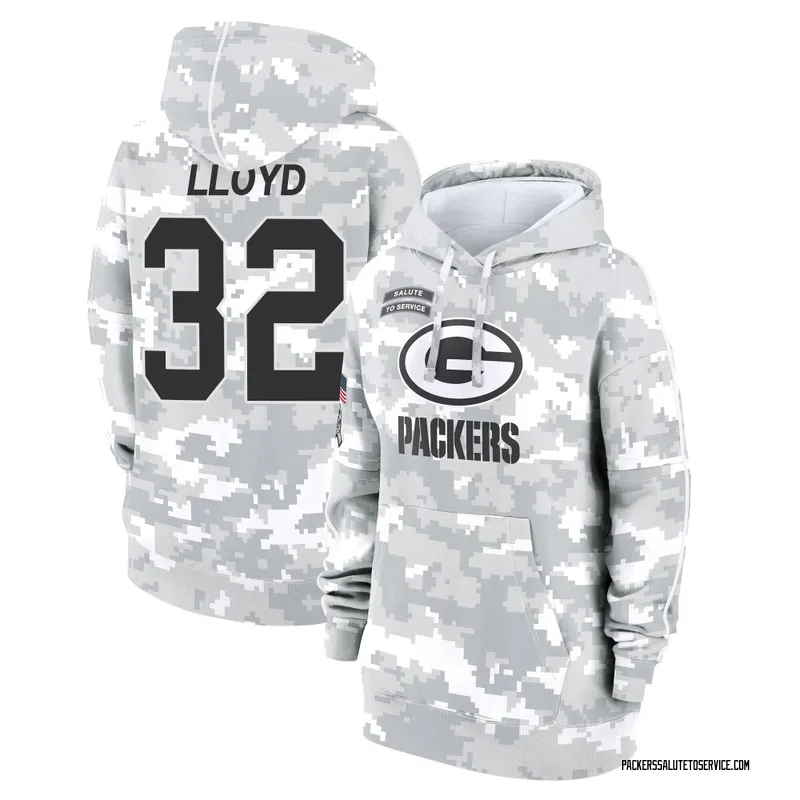 Women's MarShawn Lloyd Green Bay Packers Camo Arctic 2024 Salute to Service Club Fleece Pullover Hoodie