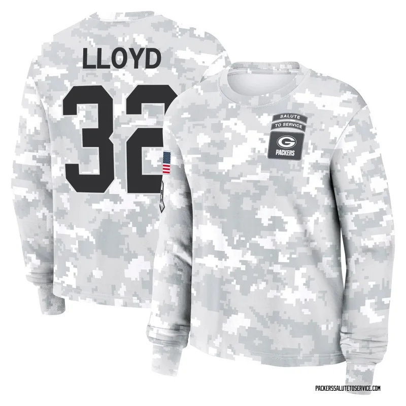 Women's MarShawn Lloyd Green Bay Packers Camo Arctic 2024 Salute to Service Long Sleeve T-Shirt