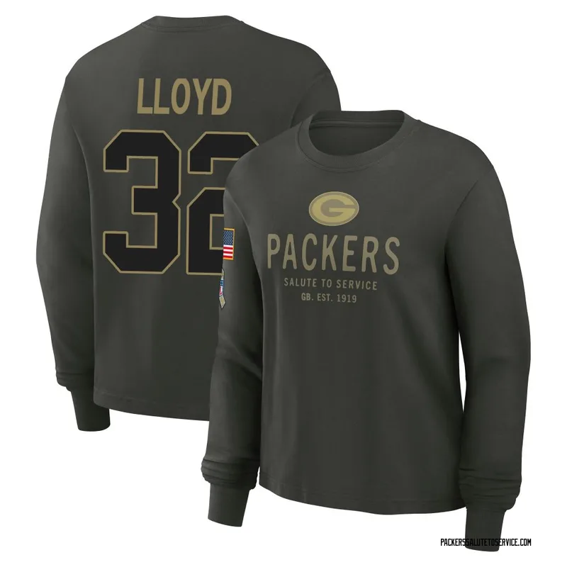 Women's MarShawn Lloyd Green Bay Packers Green Dark/ 2025 Salute to Service Sideline Long Sleeve T-Shirt