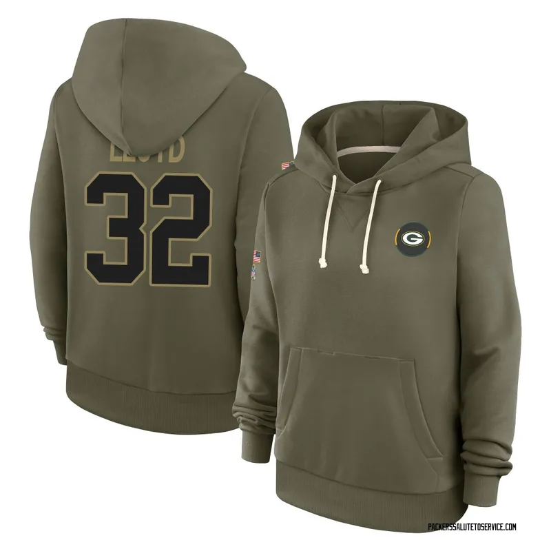 Women's MarShawn Lloyd Green Bay Packers Olive 2025 Salute to Service Hoodie