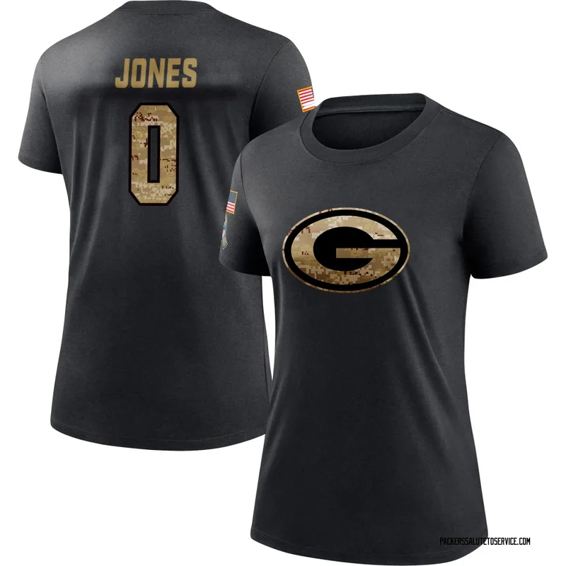 Women's Marlon Jones Green Bay Packers Black 2020 Salute To Service Performance T-Shirt