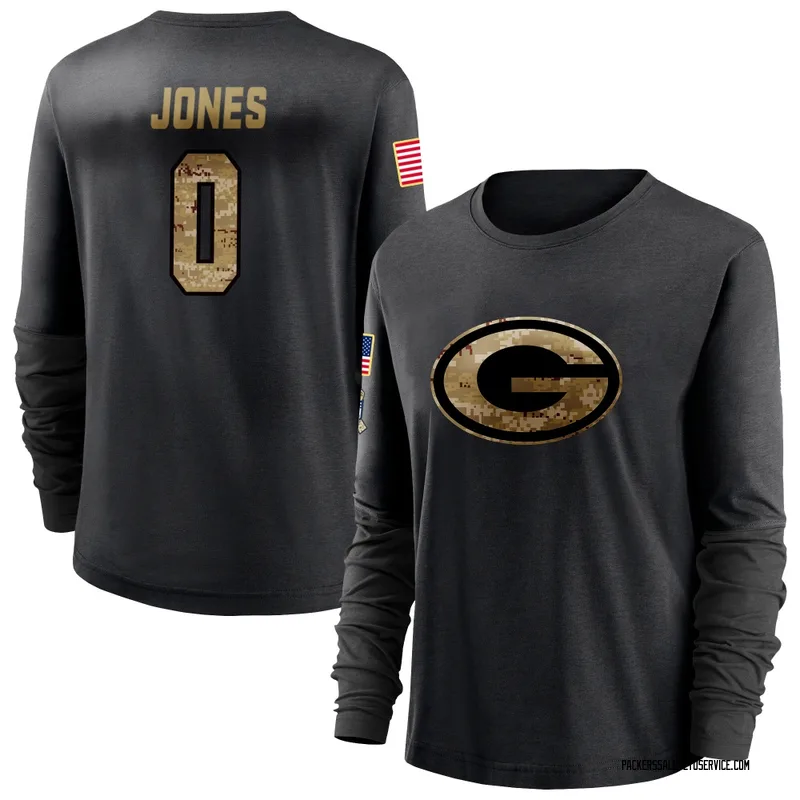 Women's Marlon Jones Green Bay Packers Black 2020 Salute To Service Sideline Performance Long Sleeve T-Shirt