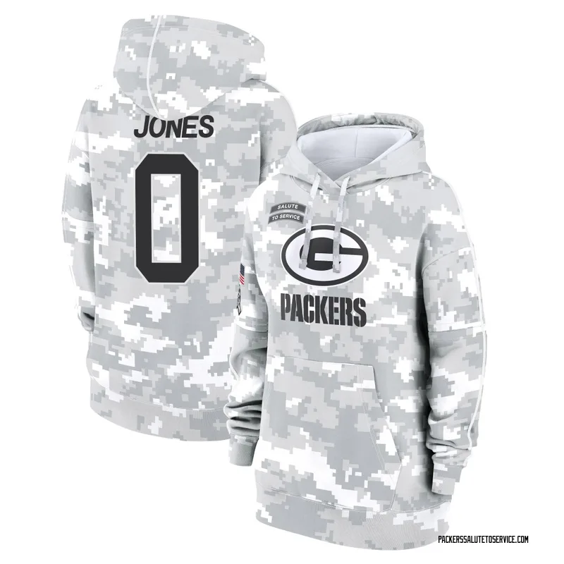 Women's Marlon Jones Green Bay Packers Camo Arctic 2024 Salute to Service Club Fleece Pullover Hoodie
