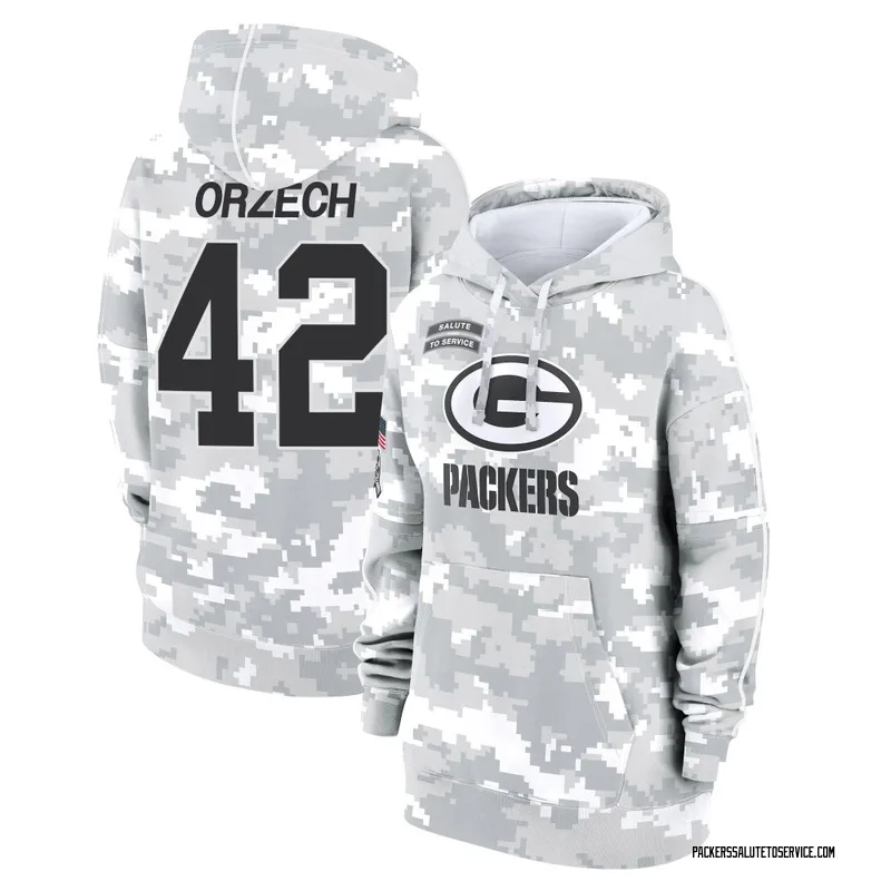 Women's Matt Orzech Green Bay Packers Camo Arctic 2024 Salute to Service Club Fleece Pullover Hoodie