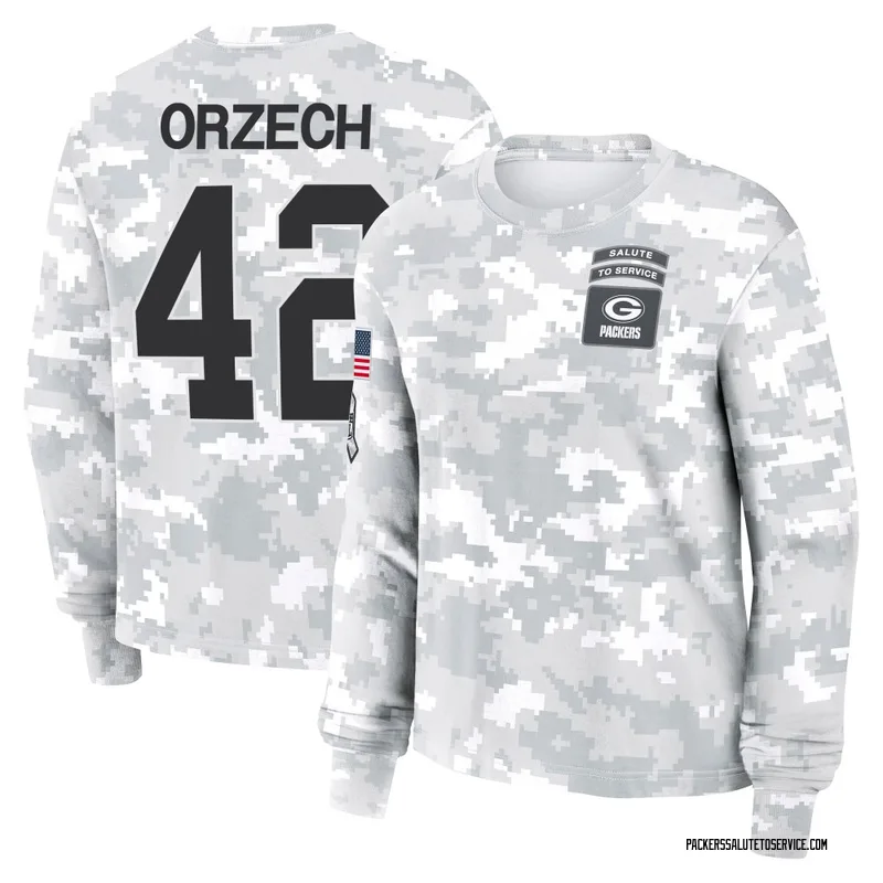 Women's Matt Orzech Green Bay Packers Camo Arctic 2024 Salute to Service Long Sleeve T-Shirt