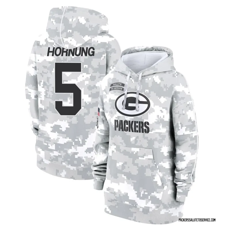 Women's Paul Hornung Green Bay Packers Camo Arctic 2024 Salute to Service Club Fleece Pullover Hoodie
