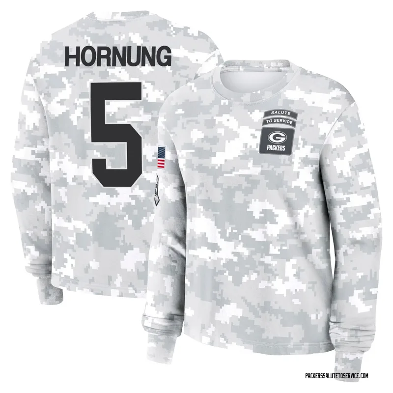 Women's Paul Hornung Green Bay Packers Camo Arctic 2024 Salute to Service Long Sleeve T-Shirt